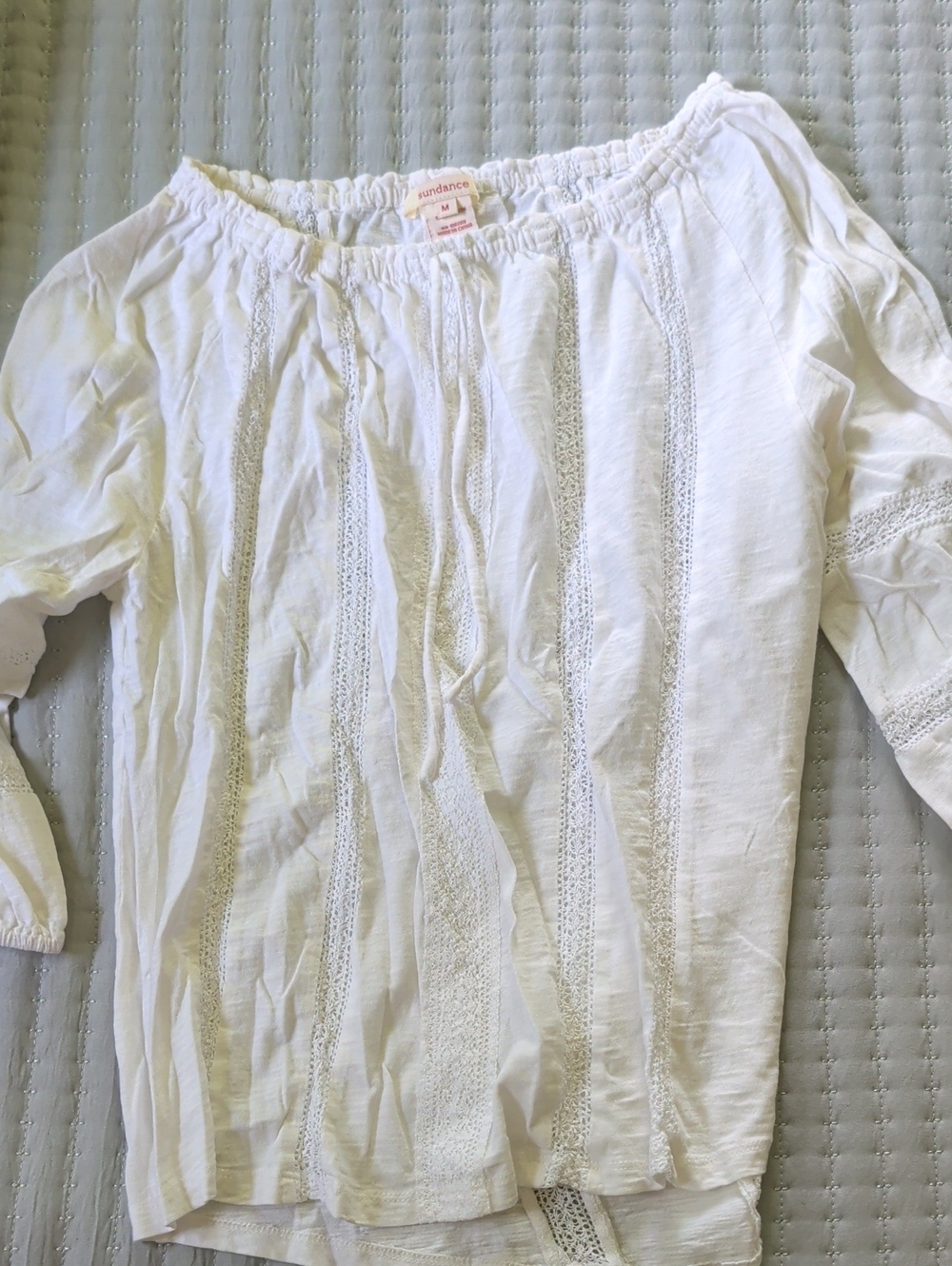 Sundance White Lace-Trim Off-Shoulder Top